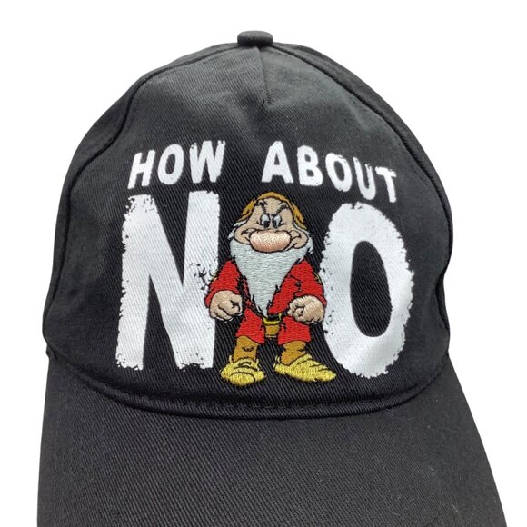 Disney Grumpy "How About No" Adjustable Strapback Baseball Cap Hat Snow White - Picture 2 of 7